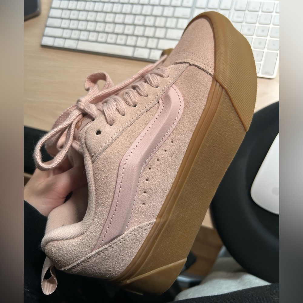 Vans Platform Sneakers in Blush Pink with Gum Sole - Picture 2 of 6